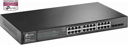 TP-Link 24 Port gigabit PoE switch | 24 PoE+ Port @192W, w/ 4 SFP Slots | Smart Managed | Limited Lifetime Protection | Support L2/L3/L4 QoS, IGMP and LAG | IPv6 and Static Routing (T1600G-28PS) in Saudi Arabia