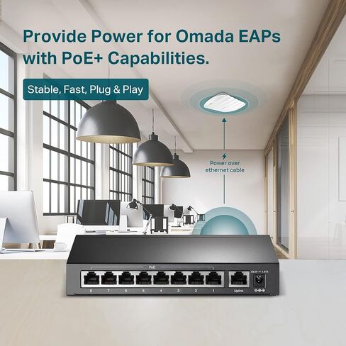 محول TP-Link 9 منافذ إيثرنت سريع معتمد ومجدد بسرعة 10/100 ميجابت في الثانية PoE | 8 منافذ PoE+ بقوة 65 وات | معدن قوي مع منافذ محمية، وضع تمديد | وضع الأولوية | وضع العزل (TL-SF1009P) (متجدد) in Saudi Arabia