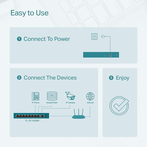 محول TP-Link 9 منافذ إيثرنت سريع معتمد ومجدد بسرعة 10/100 ميجابت في الثانية PoE | 8 منافذ PoE+ بقوة 65 وات | معدن قوي مع منافذ محمية، وضع تمديد | وضع الأولوية | وضع العزل (TL-SF1009P) (متجدد) in Saudi Arabia