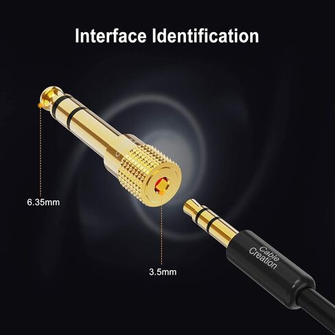 CableCreation 6.35 مم قابس ستيريو إلى 3.5 مم محول مقبس ستيريو، 6.35 مم ذكر إلى 3.5 مم أنثى مع برغي، مطلي بالذهب in Kuwait
