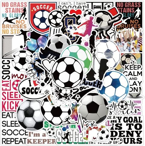 V-Harna Soccer Stickers| 50pcs Waterproof Stickers Decals for Children,Teens and Girls,Unique Durable Aesthetic Trendy Sticker Perfect for Laptop Computer Phone in Saudi Arabia