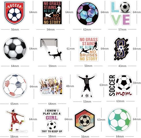V-Harna Soccer Stickers| 50pcs Waterproof Stickers Decals for Children,Teens and Girls,Unique Durable Aesthetic Trendy Sticker Perfect for Laptop Computer Phone in Saudi Arabia