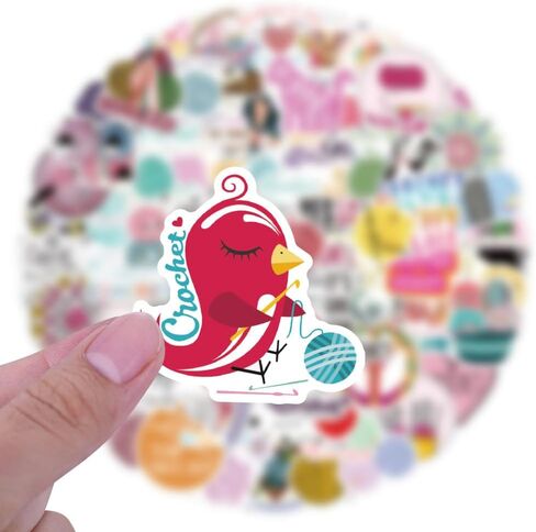 100PCS Crochet Stickers Cute Stickers Vinyl Waterproof Stickers for Laptop,Bumper,Skateboard,Water Bottles,Computer,Phone, for Kids,Teens,Adult in Kuwait
