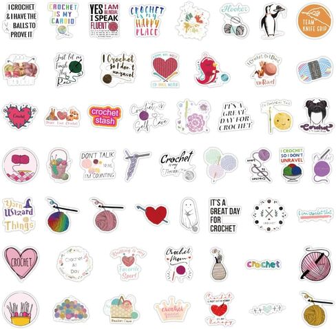 100PCS Crochet Stickers Cute Stickers Vinyl Waterproof Stickers for Laptop,Bumper,Skateboard,Water Bottles,Computer,Phone, for Kids,Teens,Adult in Kuwait