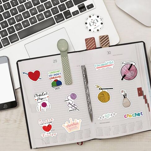 100PCS Crochet Stickers Cute Stickers Vinyl Waterproof Stickers for Laptop,Bumper,Skateboard,Water Bottles,Computer,Phone, for Kids,Teens,Adult in Kuwait