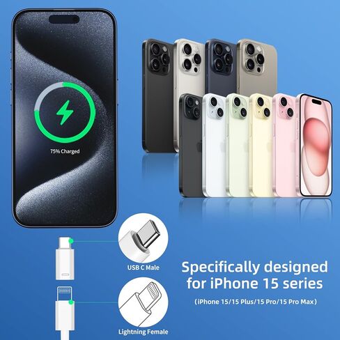 DuHeSin for Lightning Female to USB C Male Adapter (4 Pack) with PD Fast Charging and Data Transfer for iPhone 15/15 Plus/15 Pro/15 Pro Max, iPad Air and More Type C Devices in Saudi Arabia
