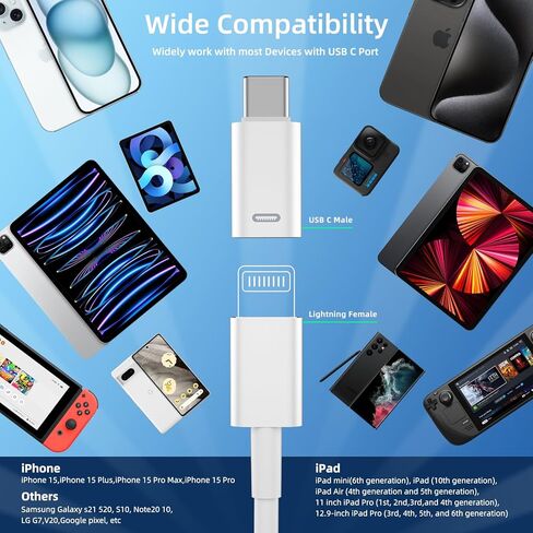 DuHeSin for Lightning Female to USB C Male Adapter (4 Pack) with PD Fast Charging and Data Transfer for iPhone 15/15 Plus/15 Pro/15 Pro Max, iPad Air and More Type C Devices in Saudi Arabia