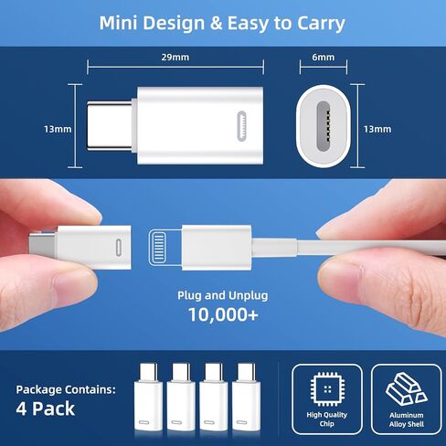 DuHeSin for Lightning Female to USB C Male Adapter (4 Pack) with PD Fast Charging and Data Transfer for iPhone 15/15 Plus/15 Pro/15 Pro Max, iPad Air and More Type C Devices in Saudi Arabia