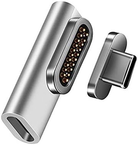 محول USB C مغناطيسي من REDBEAN، موصل 20 دبابيس من النوع C يدعم ما يصل إلى PD 100 وات، شحن سريع 10 جيجابت في الثانية، إخراج فيديو 4K 60 هرتز متوافق مع MacBook Pro 2019 /Air، HP (مسطح، فضي معدني) in Kuwait