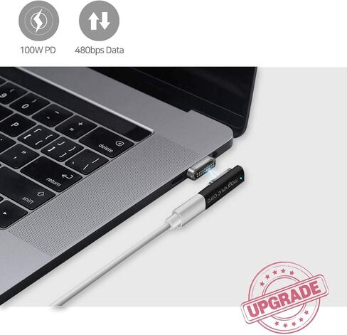 محول USB C مغناطيسي من REDBEAN، موصل 20 دبابيس من النوع C يدعم ما يصل إلى PD 100 وات، شحن سريع 10 جيجابت في الثانية، إخراج فيديو 4K 60 هرتز متوافق مع MacBook Pro 2019 /Air، HP (مسطح، فضي معدني) in Kuwait