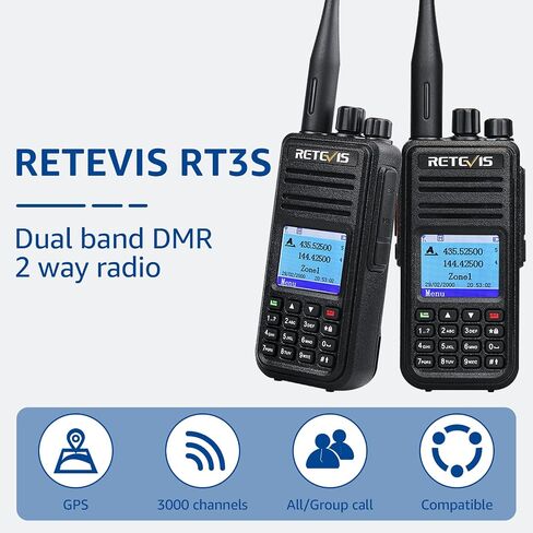 Retevis RT3S DMR Radio, GPS APRS Dual Band Ham Radio with Cable in Kuwait