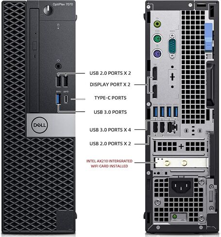 أجهزة الكمبيوتر المكتبية Dell OptiPlex 7070 Windows 11، الجيل التاسع Intel 6 Core i5-9500، 32 جيجابايت DDR4 Ram 512 جيجابايت SSD، شبكة WiFi مدمجة لاسلكية 6e AX210، Bluetooth 5.2، دعم شاشة Dule (متجدد) in Kuwait