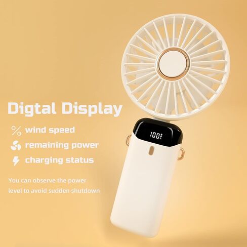 مروحة محمولة باليد من لوكارني، مروحة شخصية صغيرة، مروحة مكتب USB، مروحة يد قابلة للطي بزاوية 90 درجة، تعرض الطاقة المتبقية في الوقت الحقيقي، مروحة صغيرة جدًا بـ 5 سرعات، مروحة رموش للمكياج in Kuwait