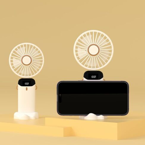 مروحة محمولة باليد من لوكارني، مروحة شخصية صغيرة، مروحة مكتب USB، مروحة يد قابلة للطي بزاوية 90 درجة، تعرض الطاقة المتبقية في الوقت الحقيقي، مروحة صغيرة جدًا بـ 5 سرعات، مروحة رموش للمكياج in Kuwait