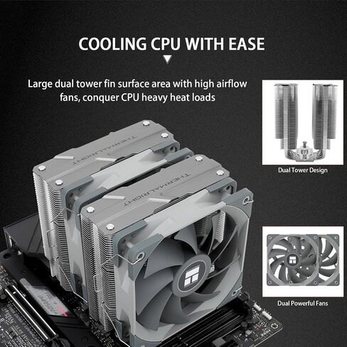 مبرد هواء Thermalright Peerless Assassin 120 CPU، 6 أنابيب حرارية، مروحة TL-C12 PWM مزدوجة 120 مم، غطاء مبدد حرارة من الألومنيوم، تقنية AGHP، لـ AMD AM4/AM5 Intel LGA 1700/115X/1200/2011/2066 (PA120) in Saudi Arabia