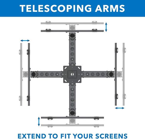 Mount-It! Triple Screen TV Ceiling Mount | Multi-Display Commercial Grade Ceiling Bracket for Three Flat Screen Displays | Adjustable Height, Fits Up to 600x400, 198 Lbs Capacity in Kuwait