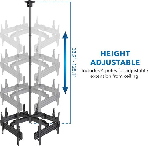 Mount-It! Dual TV Ceiling Mount Bracket for 32–77" Flat Screen TVs – Back-to-Back Hanging Bracket for 2 TVs, Telescoping Pole, 360° Swivel & Tilt, Vaulted, Sloped & Angled Ceiling Compatible in Saudi Arabia