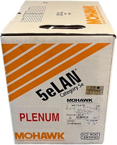 Cat5e Plenum Solid Copper USA Made UTP UL Listed 1000ft Yellow Color Mohawk Cable | Cat5e Plenum 1000ft Cable 24 AWG Performance Guaranteed to 200 MHz Solid Conductor Cables in Saudi Arabia