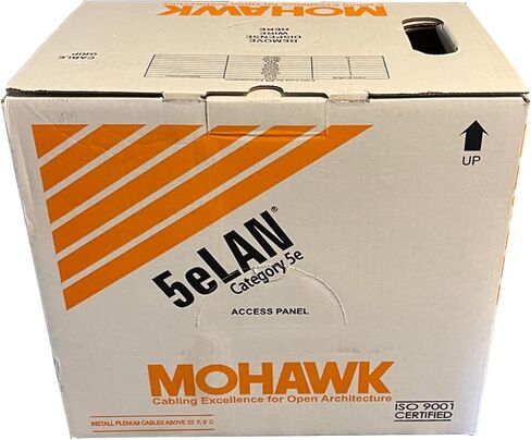 Cat5e Plenum Solid Copper USA Made UTP UL Listed 1000ft Yellow Color Mohawk Cable | Cat5e Plenum 1000ft Cable 24 AWG Performance Guaranteed to 200 MHz Solid Conductor Cables in Saudi Arabia