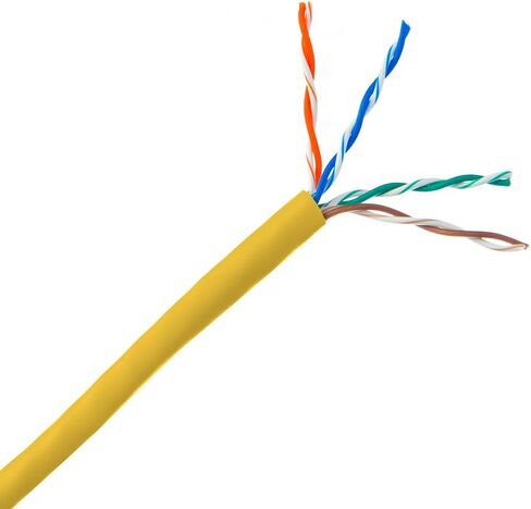Cat5e Plenum Solid Copper USA Made UTP UL Listed 1000ft Yellow Color Mohawk Cable | Cat5e Plenum 1000ft Cable 24 AWG Performance Guaranteed to 200 MHz Solid Conductor Cables in Saudi Arabia