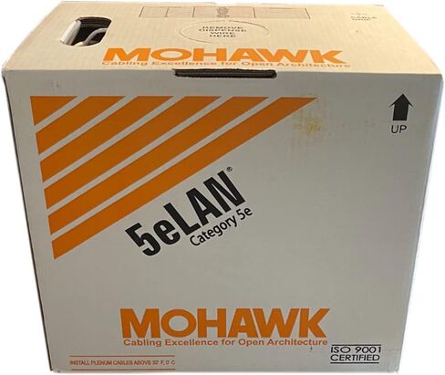 Cat5e Plenum Solid Copper USA Made UTP UL Listed 1000ft Yellow Color Mohawk Cable | Cat5e Plenum 1000ft Cable 24 AWG Performance Guaranteed to 200 MHz Solid Conductor Cables in Saudi Arabia