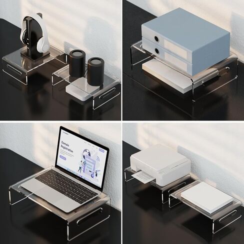 حامل شاشة اكريليك فاخر من ايرجو فوكس، حامل شاشة اكريليك شفاف للكمبيوتر واللابتوب والطابعة، حامل شاشة اكريليك شفاف للمكتب المنزلي، حامل شاشة اكريليك لشاشتين in Kuwait