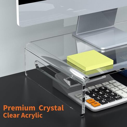 حامل شاشة اكريليك فاخر من ايرجو فوكس، حامل شاشة اكريليك شفاف للكمبيوتر واللابتوب والطابعة، حامل شاشة اكريليك شفاف للمكتب المنزلي، حامل شاشة اكريليك لشاشتين in Kuwait