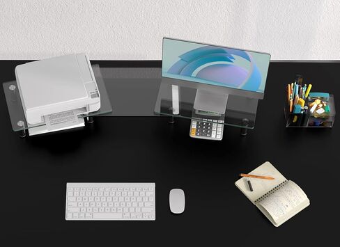 Zimilar Dual Glass Monitor Stand Riser, 3-Shelf Tempered Glass Monitor Stand, Clear Monitor Riser for 2 Monitors, Adjustable Length& Angle Computer Monitor Riser for Computer, Laptop, PC in Kuwait