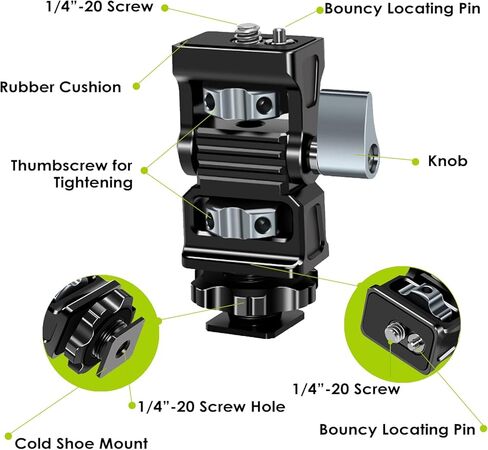 حامل شاشة الكاميرا، دوران 360 درجة وإمالة 180 درجة، حامل شاشة ميدانية للكاميرا مع دبوس مزدوج على شكل حذاء بارد متوافق مع شاشة 5 بوصات و7 بوصات، شاشة Feelworld/ATOMOS/SmallHD in Kuwait