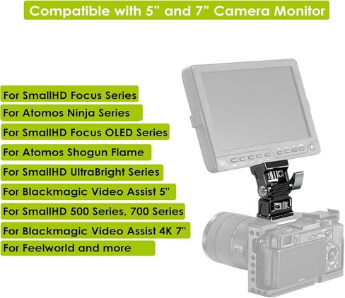 حامل شاشة الكاميرا، دوران 360 درجة وإمالة 180 درجة، حامل شاشة ميدانية للكاميرا مع دبوس مزدوج على شكل حذاء بارد متوافق مع شاشة 5 بوصات و7 بوصات، شاشة Feelworld/ATOMOS/SmallHD in Kuwait