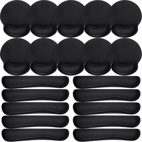 Copkim 20 Pcs Keyboard Wrist Rest with Mouse Pad with Wrist Support 10 Pcs Mousepad with Wrist Rest 10 Pcs Memory Foam Keyboard Pad for Office, Laptop Computer and Gaming Typing Pain Relief, Black in Saudi Arabia