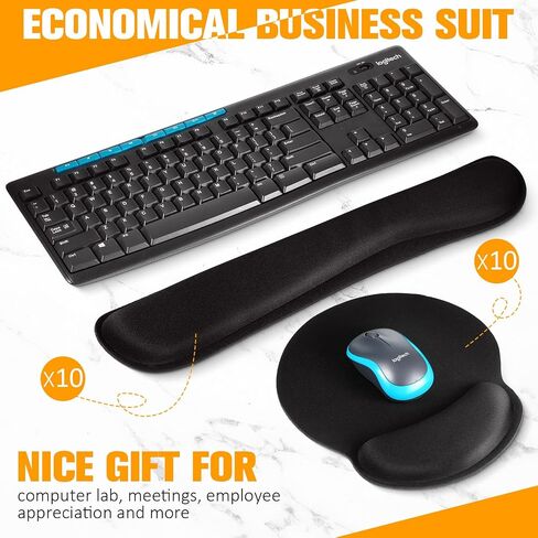 Copkim 20 Pcs Keyboard Wrist Rest with Mouse Pad with Wrist Support 10 Pcs Mousepad with Wrist Rest 10 Pcs Memory Foam Keyboard Pad for Office, Laptop Computer and Gaming Typing Pain Relief, Black in Saudi Arabia
