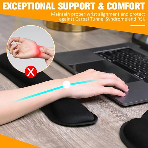 Copkim 20 Pcs Keyboard Wrist Rest with Mouse Pad with Wrist Support 10 Pcs Mousepad with Wrist Rest 10 Pcs Memory Foam Keyboard Pad for Office, Laptop Computer and Gaming Typing Pain Relief, Black in Saudi Arabia