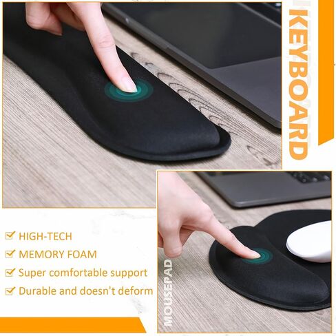 Copkim 20 Pcs Keyboard Wrist Rest with Mouse Pad with Wrist Support 10 Pcs Mousepad with Wrist Rest 10 Pcs Memory Foam Keyboard Pad for Office, Laptop Computer and Gaming Typing Pain Relief, Black in Saudi Arabia