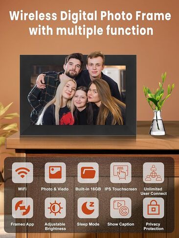 إطار صورة رقمي واي فاي 10.1 بوصة - إطار صور رقمي Lehwey مع مساحة تخزين 16 جيجابايت، إطار صور ذكي أصلي 1080 بكسل مع شاشة لمس IPS للهدايا، مشاركة اللحظات عبر تطبيق Frameo على الفور في أي مكان in Kuwait