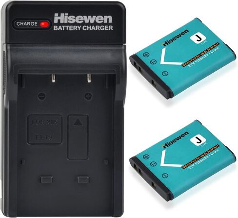 Hisewen EN-EL19 بطارية 2 حزمة وشاحن لنيكون Coolpix S32، S33، S100، S2800، S3100، S3200، S3300، S3500، S3600، S3700، S4100، S4200، S4300، S5200، S5300، S6500، S6800، S700 0 in Saudi Arabia