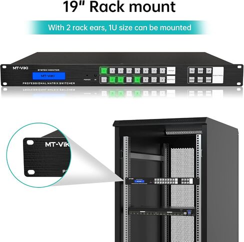 MT-VIKI 4K HDMI Matrix Switch 8x8, 4K@30Hz Rack Mount Switcher & Splitter with Backlit RS232 LAN Port and EDID, Built-in US ADI Chip (8 in 8 Out) in Kuwait