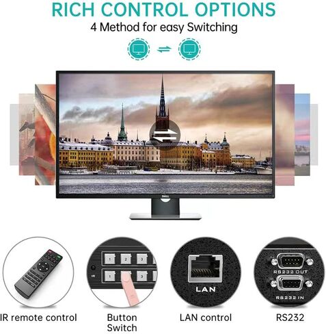 MT-VIKI 4K HDMI Matrix Switch 8x8, 4K@30Hz Rack Mount Switcher & Splitter with Backlit RS232 LAN Port and EDID, Built-in US ADI Chip (8 in 8 Out) in Kuwait