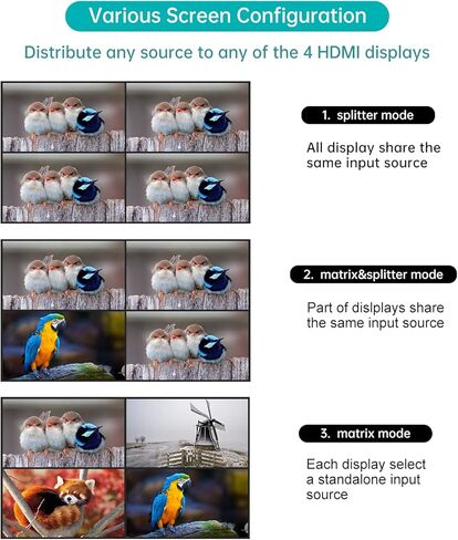 MT-VIKI 4K HDMI Matrix Switch 8x8، 4K@30 هرتز محول وموزع على حامل مع منفذ RS232 LAN بإضاءة خلفية وEDID، شريحة ADI مدمجة في الولايات المتحدة (8 في 8 خارج) in Kuwait