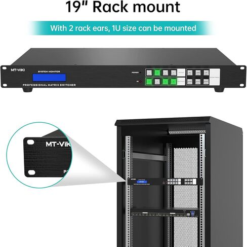 MT-VIKI 4K HDMI Matrix Switch 8x8، 4K@30 هرتز محول وموزع على حامل مع منفذ RS232 LAN بإضاءة خلفية وEDID، شريحة ADI مدمجة في الولايات المتحدة (8 في 8 خارج) in Kuwait