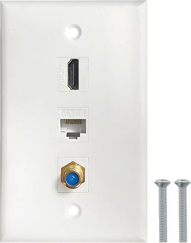 HDMI Wall Plate, 1 Port 4K HDMI Keystone Female to Female Wall Plate-White in Saudi Arabia