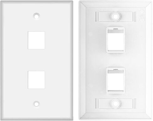 2 Port Keystone Wall Plate 10-Pack Single Gang Face plate for Rj45 Keystone Jack and Modular Inserts White by Tedgetal in Saudi Arabia