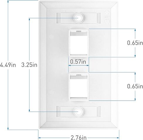 2 Port Keystone Wall Plate 10-Pack Single Gang Face plate for Rj45 Keystone Jack and Modular Inserts White by Tedgetal in Saudi Arabia