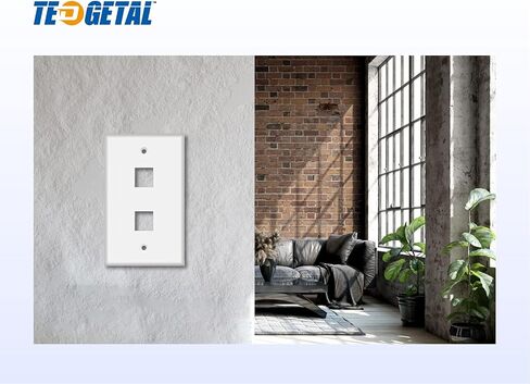 2 Port Keystone Wall Plate 10-Pack Single Gang Face plate for Rj45 Keystone Jack and Modular Inserts White by Tedgetal in Saudi Arabia