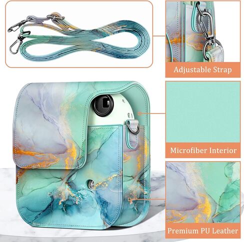 FINTIE Protective Case for Fujifilm Instax 12 Instant Camera, Lilac Marble | Instant Camera Travel Bag, Adjustable Shoulder Strap, Snap Closure, Removable Front Cover, Precise Cutter, Vegan Leather in Kuwait