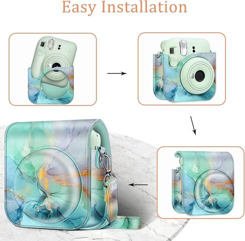 FINTIE Protective Case for Fujifilm Instax 12 Instant Camera, Lilac Marble | Instant Camera Travel Bag, Adjustable Shoulder Strap, Snap Closure, Removable Front Cover, Precise Cutter, Vegan Leather in Kuwait