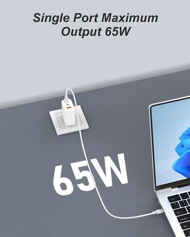 شاحن USB c بقدرة 65 وات، شاحن GaN PD 3.0 من النوع c، كتلة شحن سريعة قابلة للطي 3 منافذ لأجهزة MacBook Pro/Air، iPad Pro، أجهزة الكمبيوتر المحمولة، الأجهزة اللوحية، Galaxy S23، Dell XPS 13، Note 20/10+، iPhone 14/Pro، Steam Deck أسود in Kuwait
