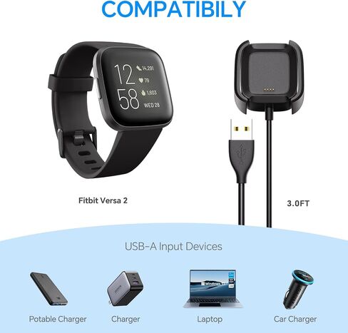 Dismau Charger for Fitbit Versa 2, Replacement Charging Cable Dock Cradle with 3.3ft USB Cord for Fitbit Versa 2 Smartwatch in Saudi Arabia