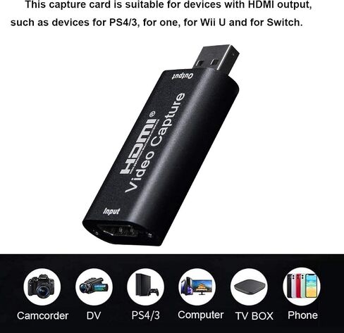 بطاقات تسجيل صوت وفيديو، صندوق تسجيل 1080p30hz HDMI الى USB 2.0 متوافق مع نظام تشغيل ويندوز لينكس Mac OS يوتيوب OBS VLC Amcap لبلاي ستيشن 4/ اكس بوكس/ دي اس ال ار in Saudi Arabia