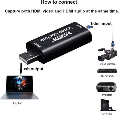 بطاقات تسجيل صوت وفيديو، صندوق تسجيل 1080p30hz HDMI الى USB 2.0 متوافق مع نظام تشغيل ويندوز لينكس Mac OS يوتيوب OBS VLC Amcap لبلاي ستيشن 4/ اكس بوكس/ دي اس ال ار in Saudi Arabia